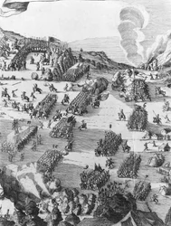 Vue générale de la bataille de Mühlberg (détail), 24 avril 1547
